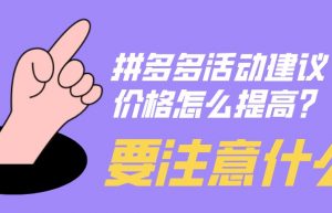 弘辽科技：拼多多活动建议价格怎么提高？要注意什么？