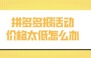 弘辽科技：拼多多报活动价格太低了怎么办？