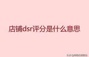 淘宝店铺dsr评分是什么意思？