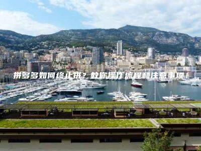 拼多多如何终止拼？教你操作流程和注意事项！